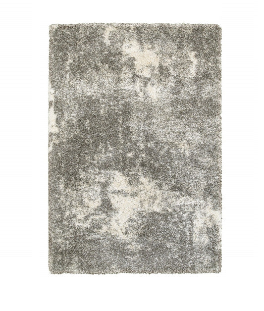 10' X 13' Gray And Ivory Distressed Abstract Area Rug - 22.0" (L) x 34.0" (W) x 1.0" (H)