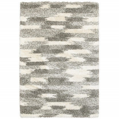 10' X 13' Gray And Ivory Geometric Pattern Area Rug - 22.0" (L) x 34.0" (W) x 1.0" (H)