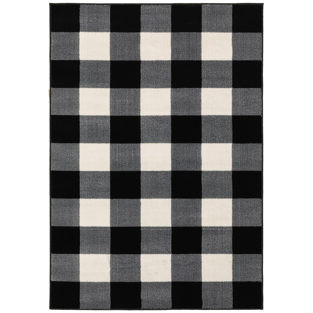 10' X 13' Monochromatic Gingham Pattern Indoor Area Rug - 20.0" (L) x 34.0" (W) x 0.39" (H)