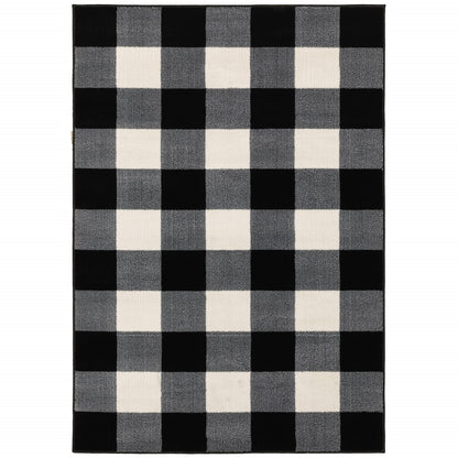 10' X 13' Monochromatic Gingham Pattern Indoor Area Rug - 20.0" (L) x 34.0" (W) x 0.39" (H)