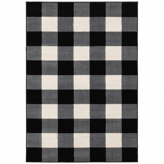 10' X 13' Monochromatic Gingham Pattern Indoor Area Rug - 20.0" (L) x 34.0" (W) x 0.39" (H)