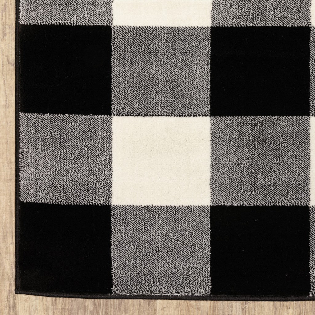 10' X 13' Monochromatic Gingham Pattern Indoor Area Rug - 20.0" (L) x 34.0" (W) x 0.39" (H)