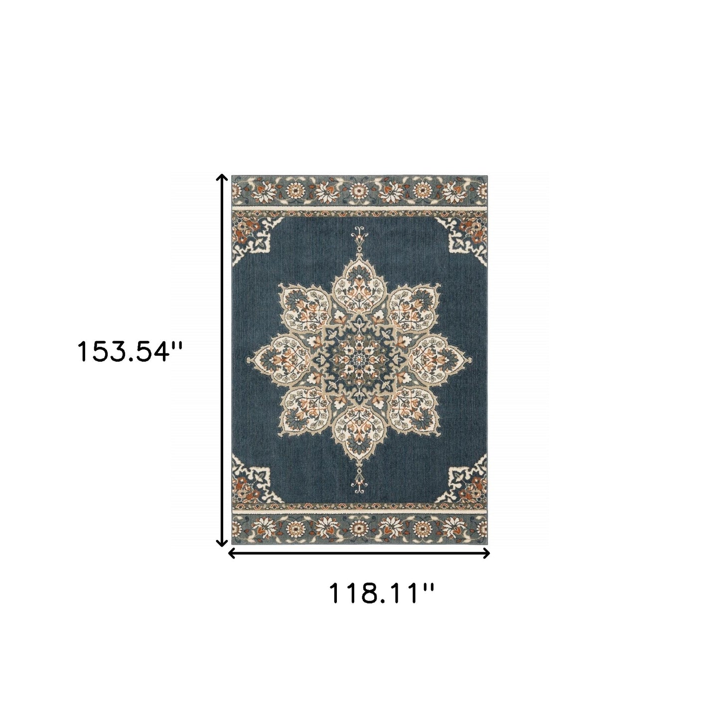 2' X 7' Blue And Beige Floral Medallion Indoor Runner Rug