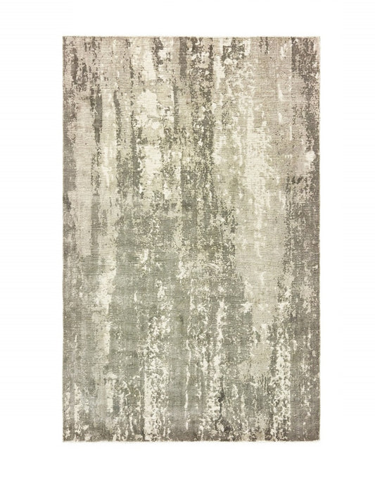 10' X 14' Gray And Ivory Abstract Splash Indoor Area Rug - 27.0" (L) x 39.0" (W) x 0.5" (H)