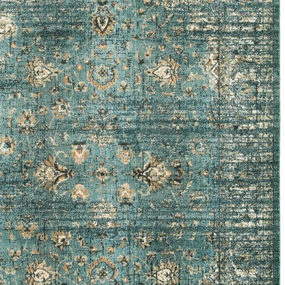 10' X 13' Peacock Blue And Ivory Indoor Area Rug - 22.44" (L) x 39.37" (W) x 1.96" (H)