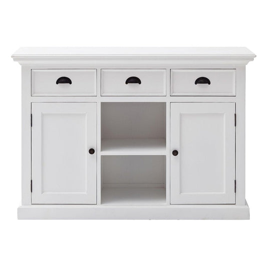 49" White Wood Three Drawer Sideboard with Two Doors