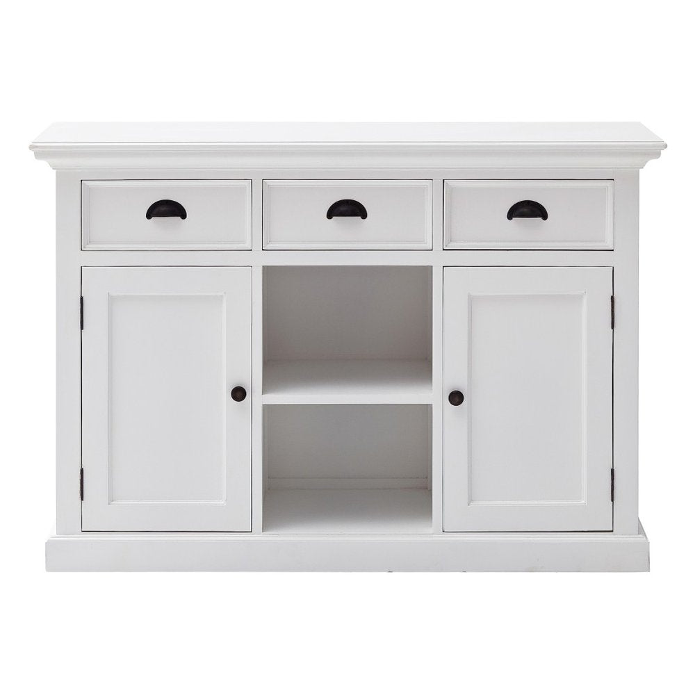 49" White Wood Three Drawer Sideboard with Two Doors HomeRoots
