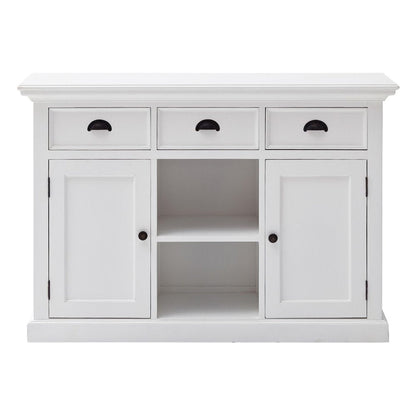 49" White Wood Three Drawer Sideboard with Two Doors HomeRoots