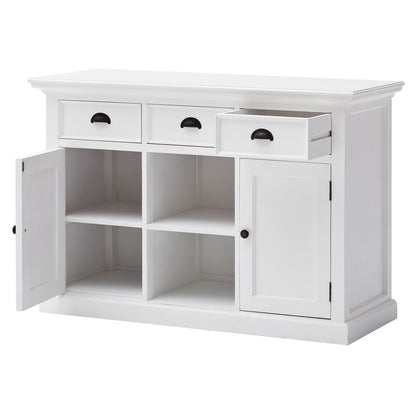 49" White Wood Three Drawer Sideboard with Two Doors HomeRoots