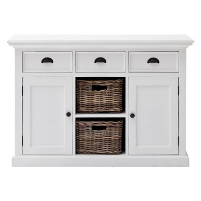 White Modern Farmhouse Large Accent Cabinet With Baskets