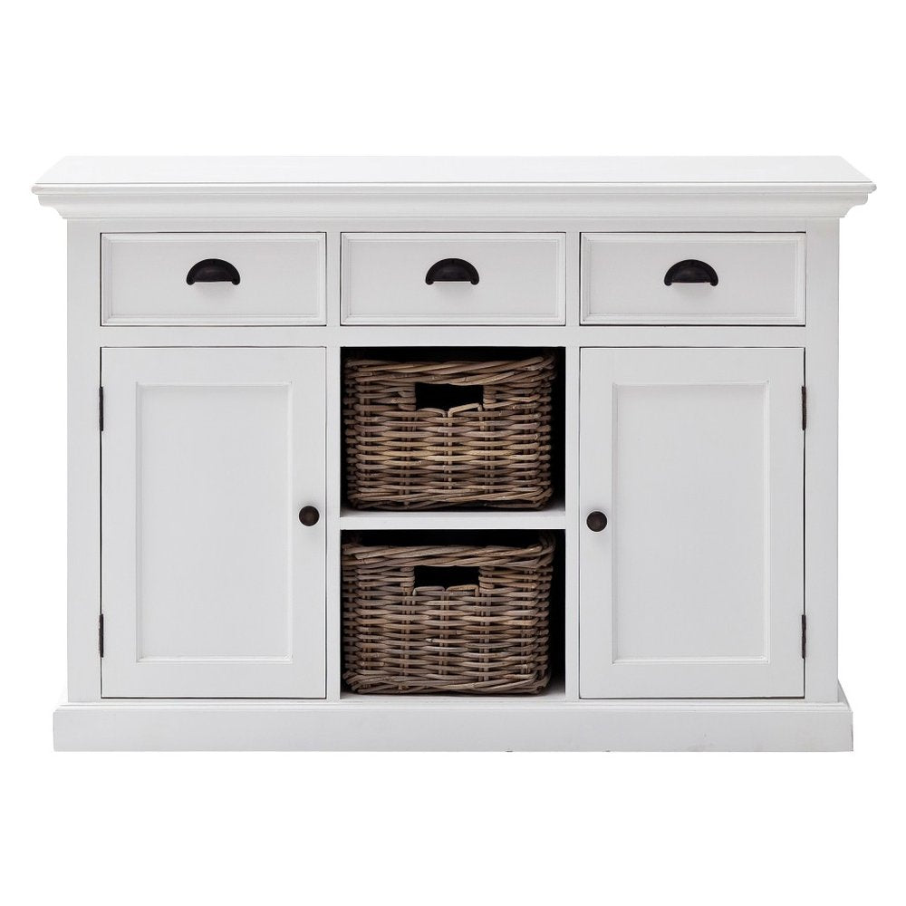 49" White Wood Three Drawer Sideboard with Two Doors HomeRoots