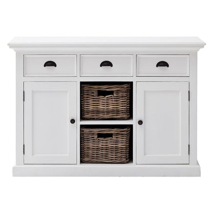 49" White Wood Three Drawer Sideboard with Two Doors HomeRoots