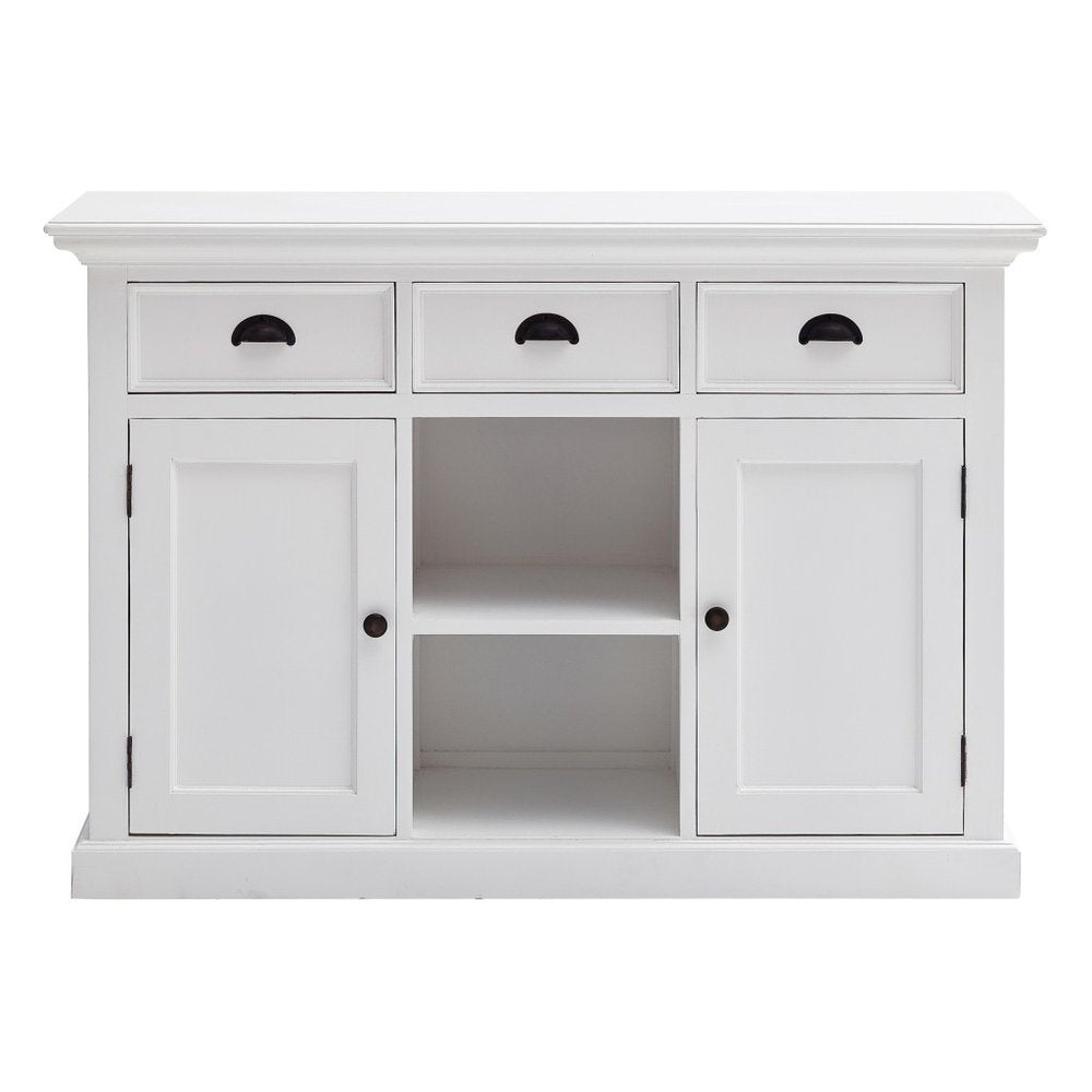 49" White Wood Three Drawer Sideboard with Two Doors HomeRoots