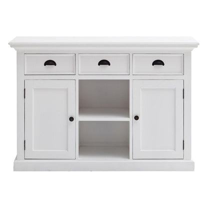 49" White Wood Three Drawer Sideboard with Two Doors HomeRoots