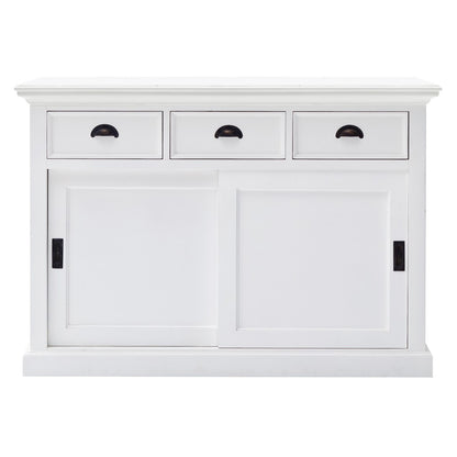 49" White Buffet Server With Sliding Doors