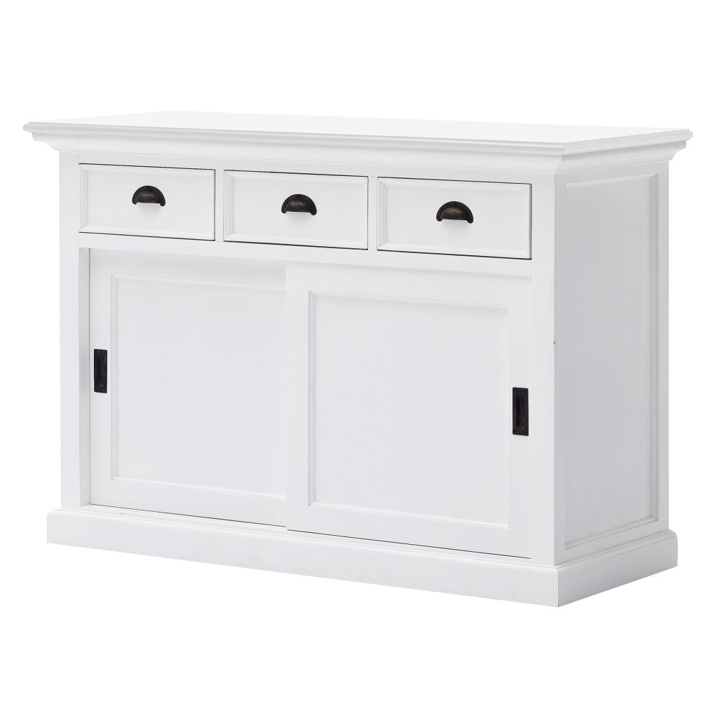 49" White Buffet Server With Sliding Doors