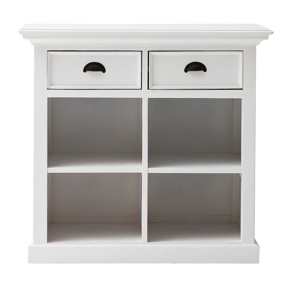 35" White Accent Cabinet With Two Drawers and Baskets HomeRoots