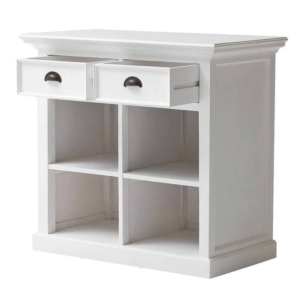 35" White Accent Cabinet With Two Drawers and Baskets HomeRoots