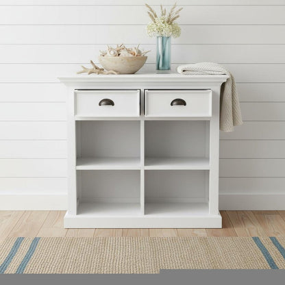 35" White Accent Cabinet With Two Drawers and Baskets HomeRoots