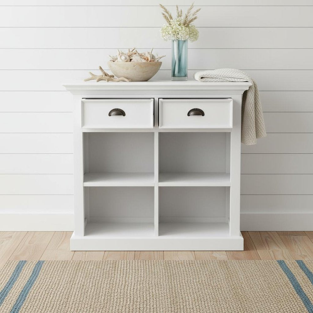 35" White Accent Cabinet With Two Drawers and Baskets HomeRoots