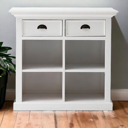 35" White Accent Cabinet With Two Drawers and Baskets HomeRoots