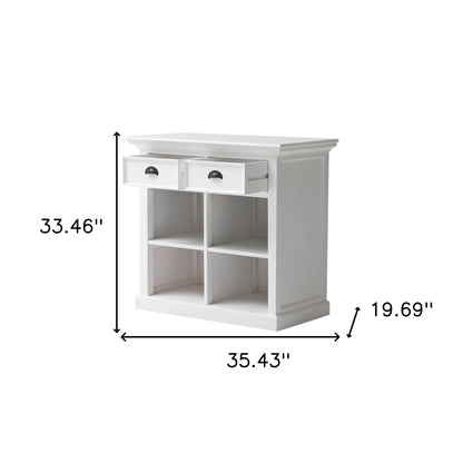 35" White Accent Cabinet With Two Drawers and Baskets