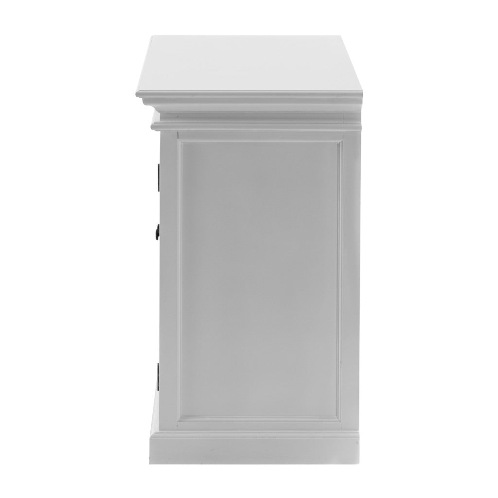 35" White Wood and Glass Two Door Accent Cabinet