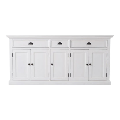 71" White Solid Wood Three Drawer Sideboard with Five Doors HomeRoots