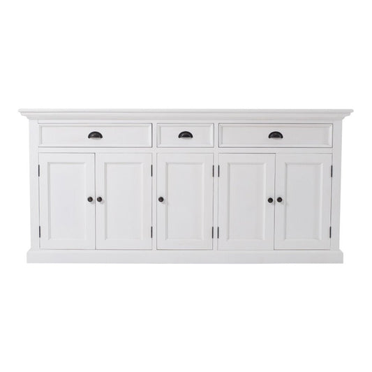 71" White Solid Wood Three Drawer Sideboard with Five Doors HomeRoots