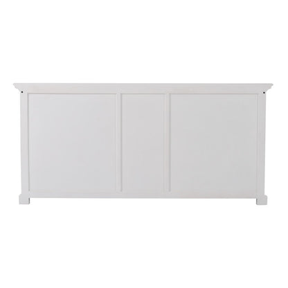 71" White Solid Wood Three Drawer Sideboard with Five Doors HomeRoots