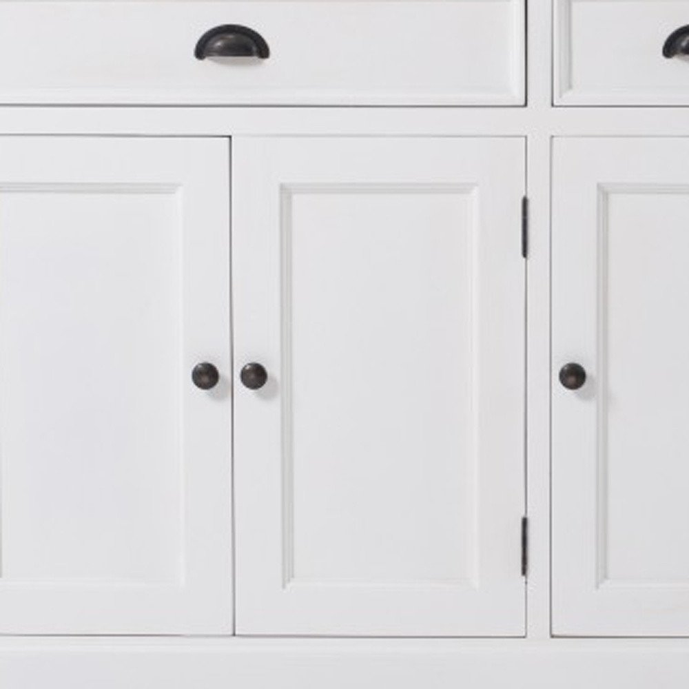 71" White Solid Wood Three Drawer Sideboard with Five Doors HomeRoots