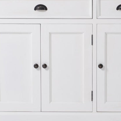 71" White Solid Wood Three Drawer Sideboard with Five Doors HomeRoots