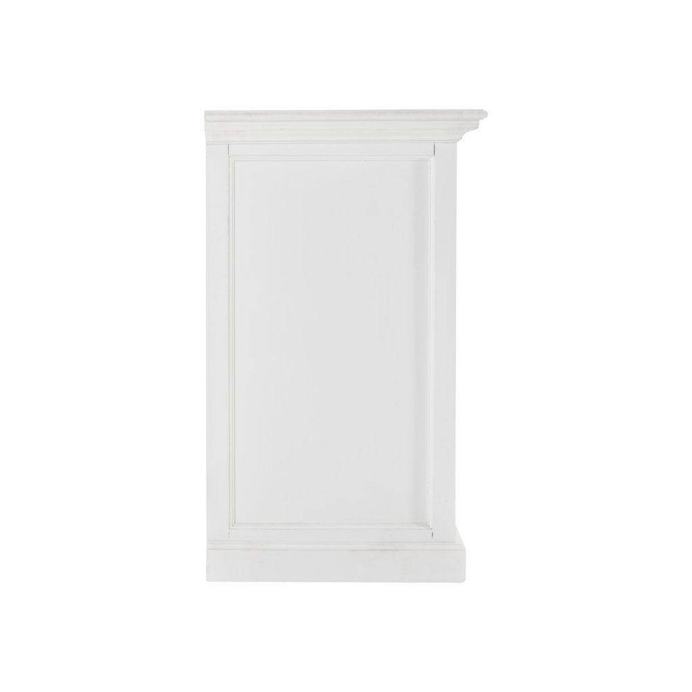 57" White Solid Wood Three Drawer Sideboard with Four Glass Doors HomeRoots