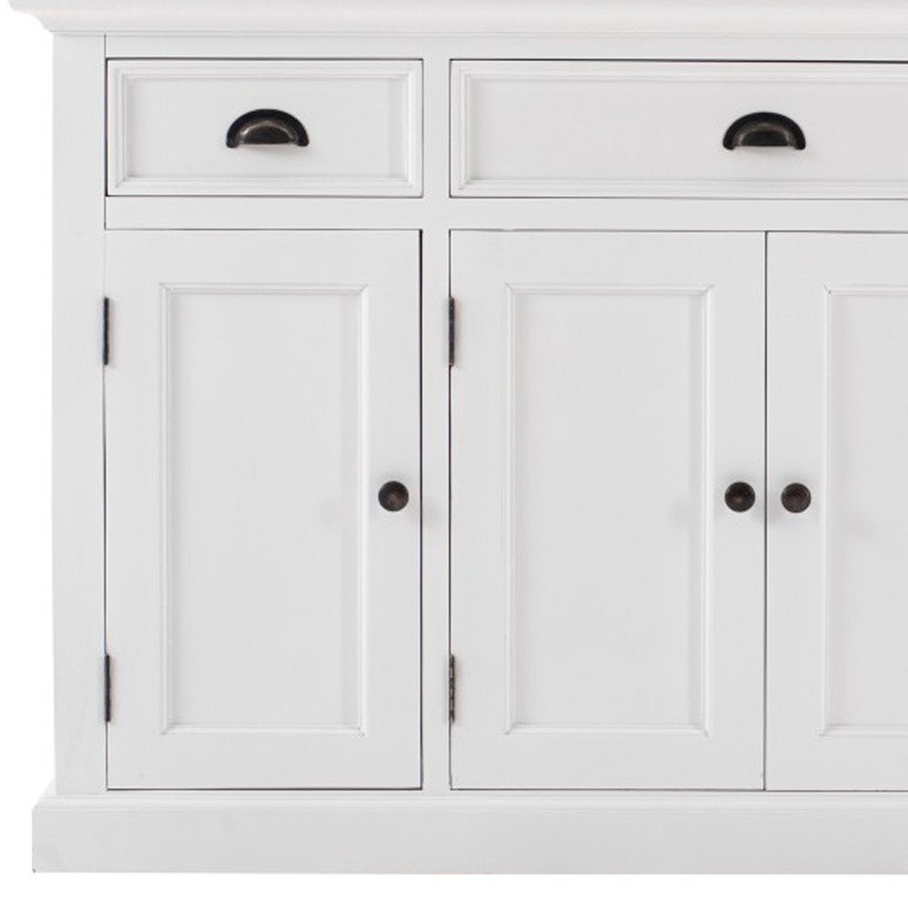 57" White Solid Wood Three Drawer Sideboard HomeRoots