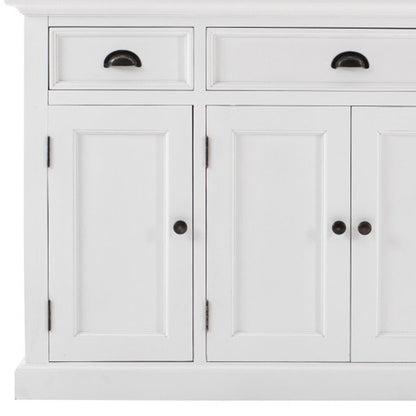 57" White Solid Wood Three Drawer Sideboard HomeRoots