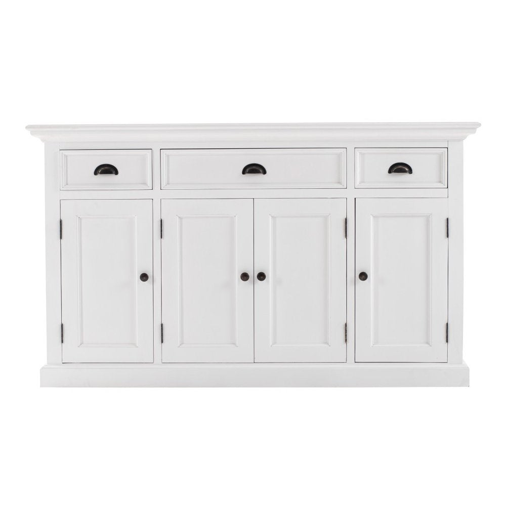 57" White Solid Wood Three Drawer Sideboard HomeRoots