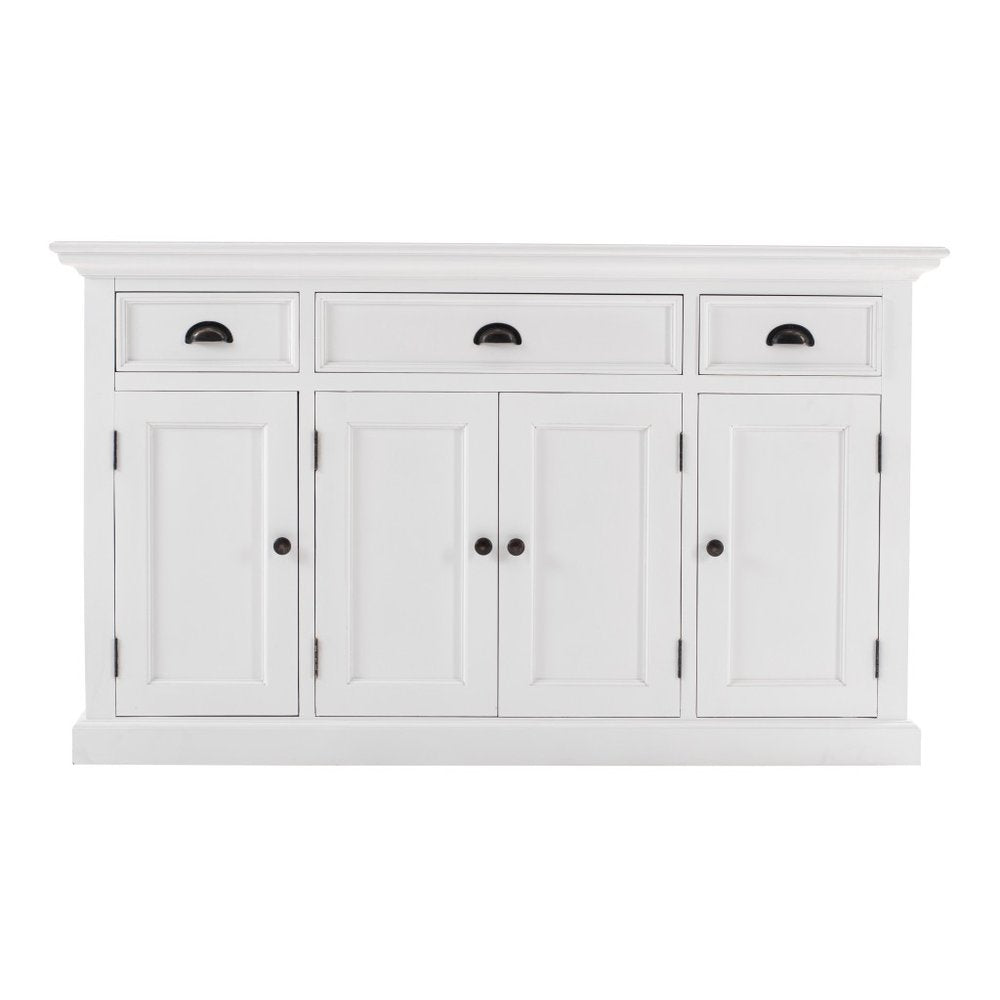 57" White Solid Wood Three Drawer Sideboard HomeRoots