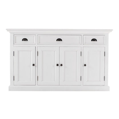 57" White Solid Wood Three Drawer Sideboard HomeRoots