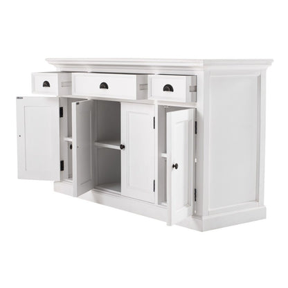 57" White Solid Wood Three Drawer Sideboard HomeRoots