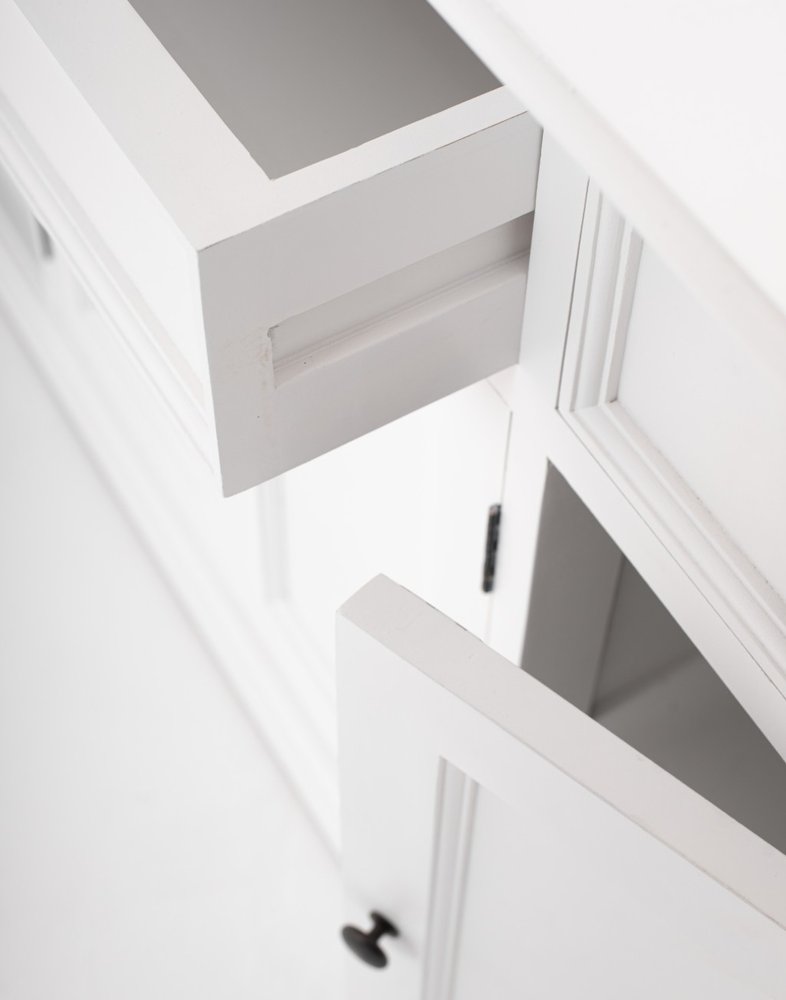 57" White Solid Wood Three Drawer Sideboard HomeRoots