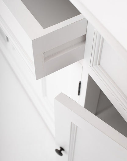 57" White Solid Wood Three Drawer Sideboard HomeRoots