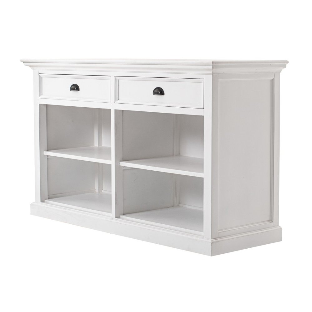 57" White Wood Two Drawer Buffet Table HomeRoots