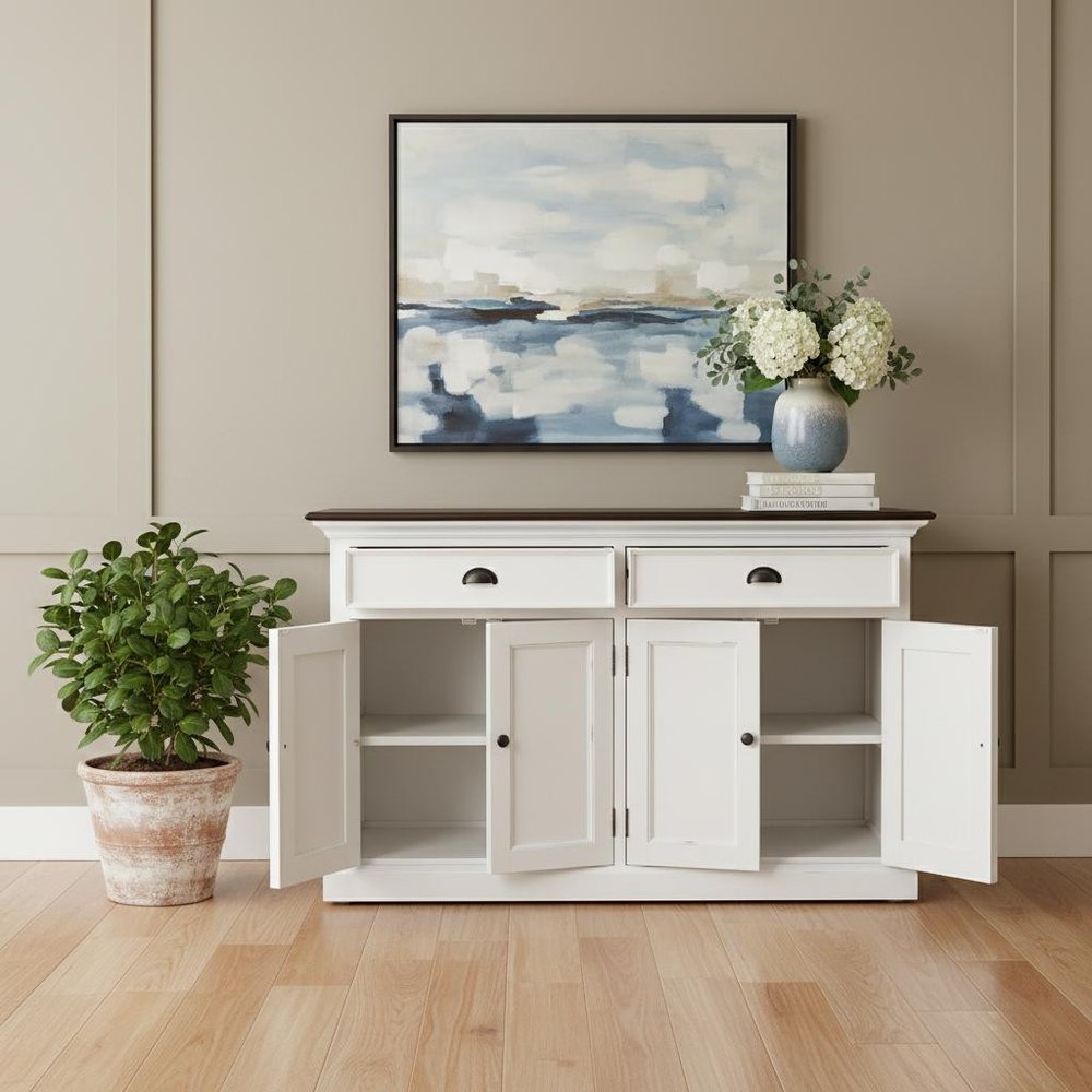 Modern Farmhouse Brown And White Buffet Server — view 9