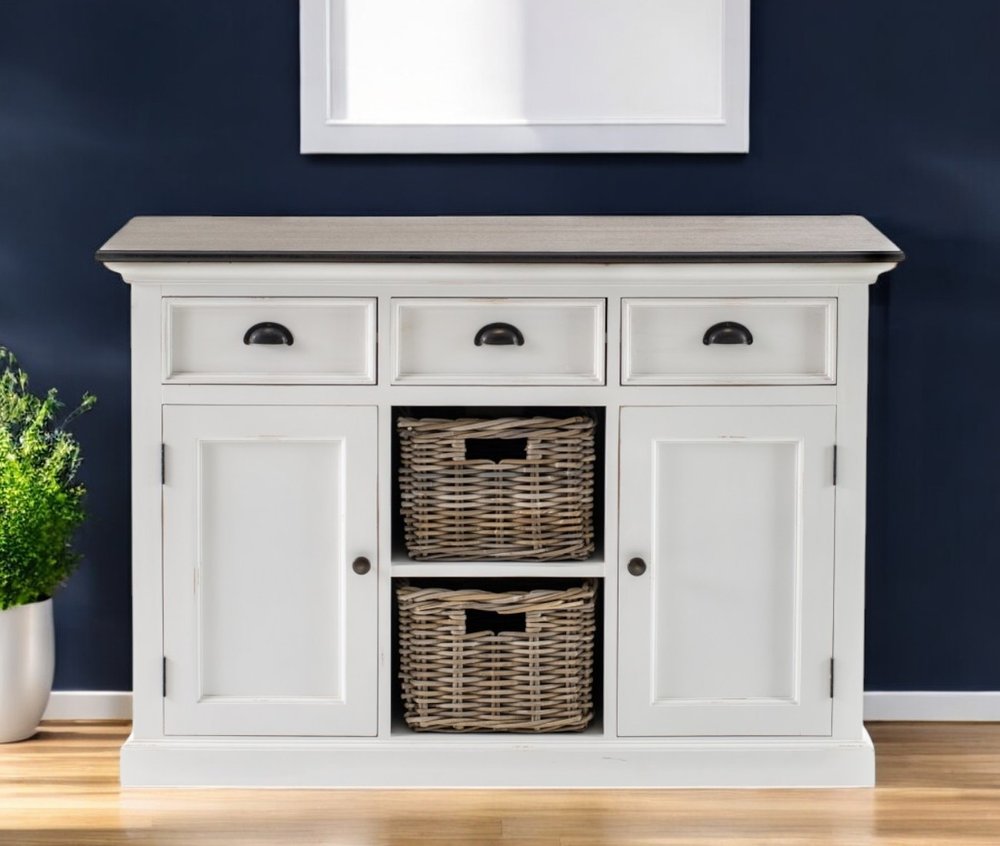 Modern Farmhouse Brown And White Large Accent Cabinet — view 9
