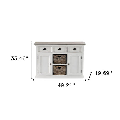 Modern Farmhouse Brown And White Large Accent Cabinet