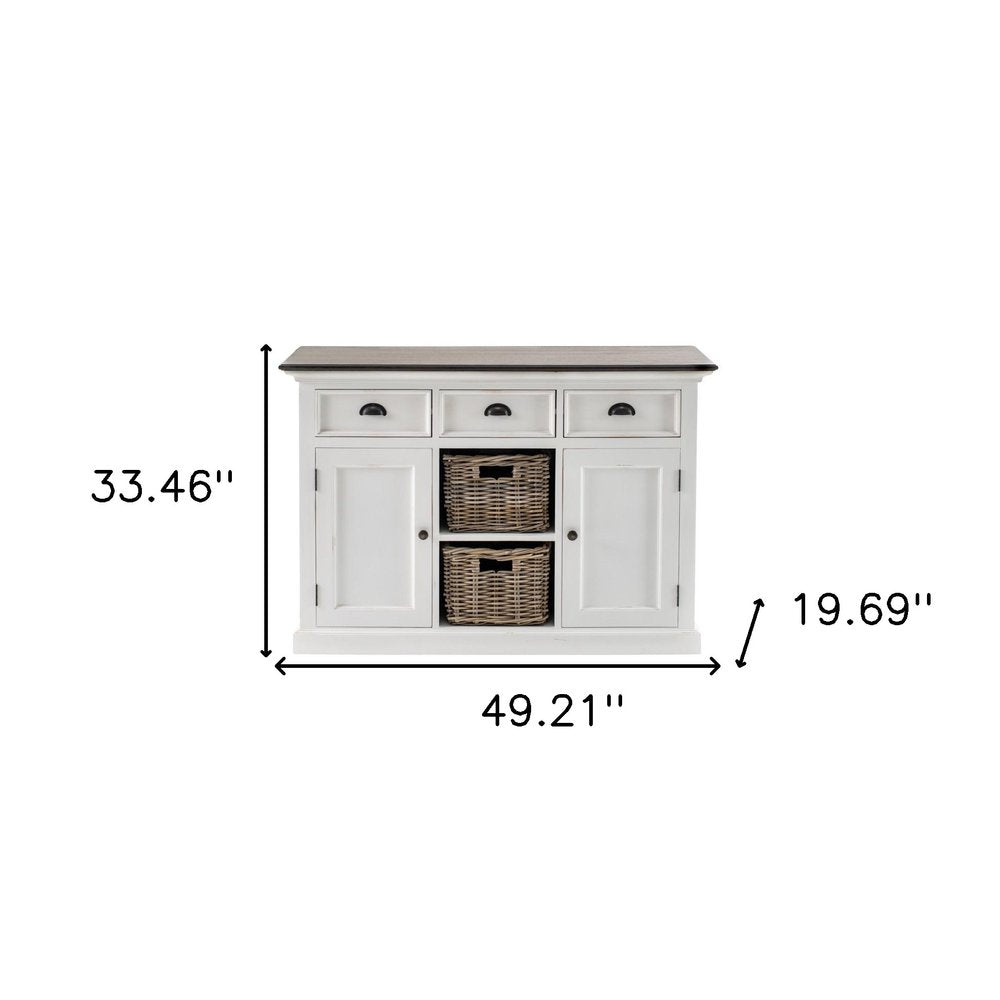 Modern Farmhouse Brown And White Large Accent Cabinet HomeRoots