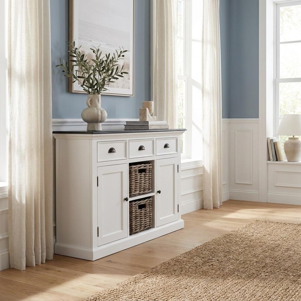 Modern Farmhouse Black And White Large Accent Cabinet HomeRoots