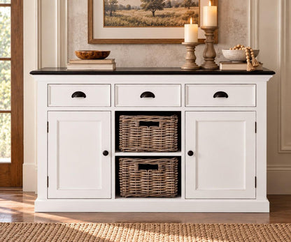 Modern Farmhouse Black And White Large Accent Cabinet