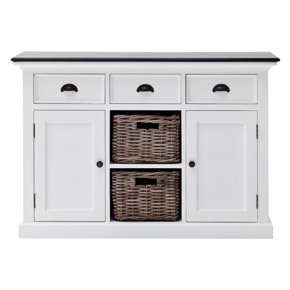 Modern Farmhouse Black And White Large Accent Cabinet — view 5