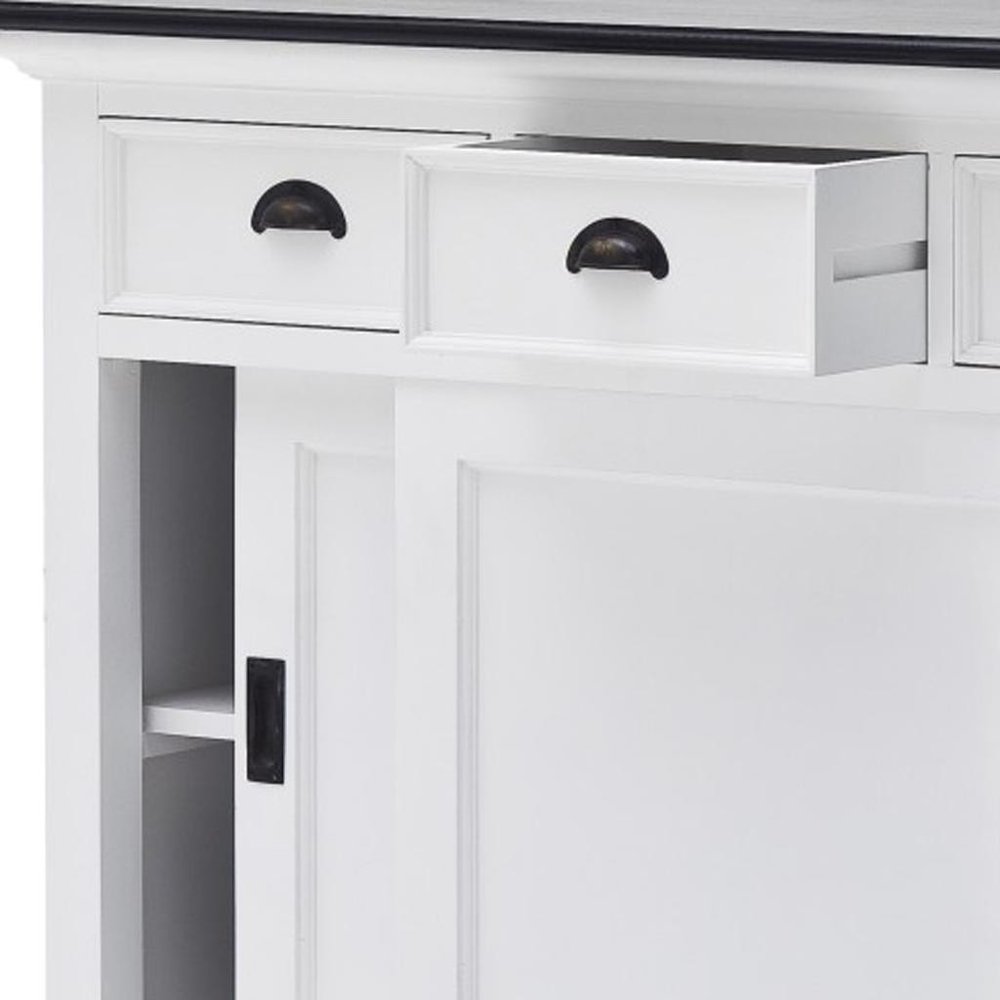 Modern Farmhouse Black And White Buffet Server With Sliding Doors — view 12